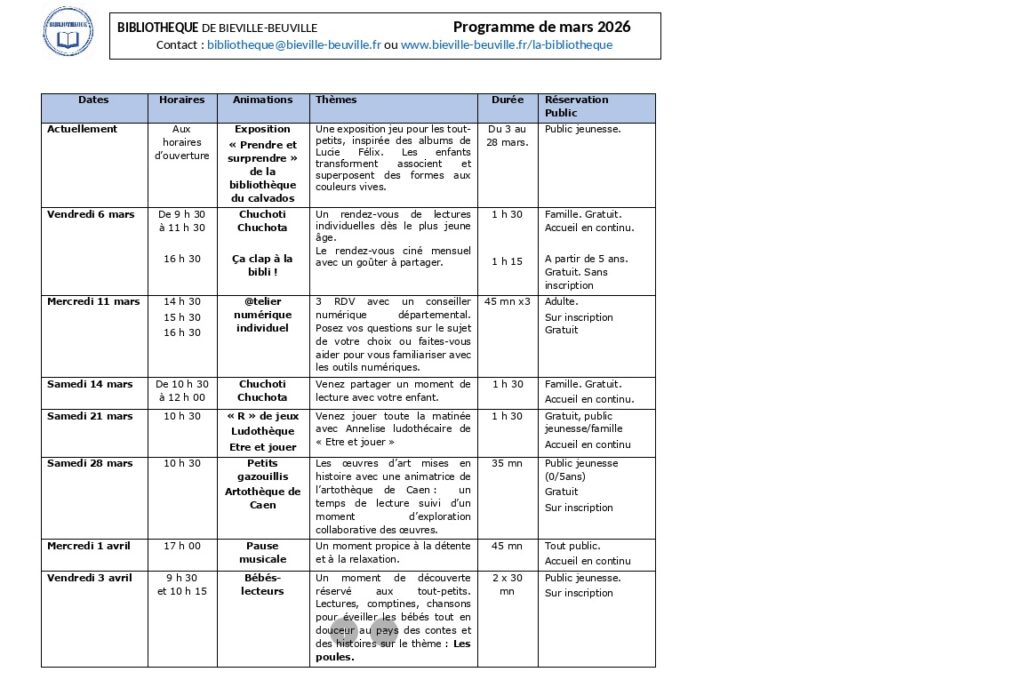 Agenda Mars 2026