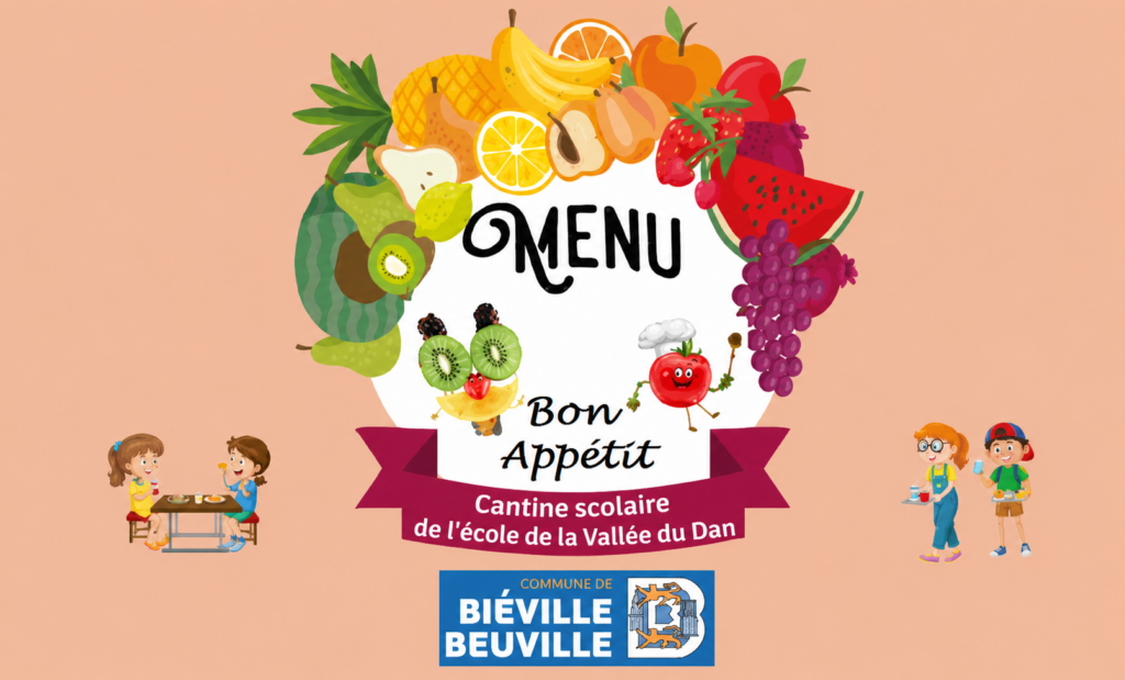 affiche menus restaurant scolaire de l'école de la Vallée du Dan
