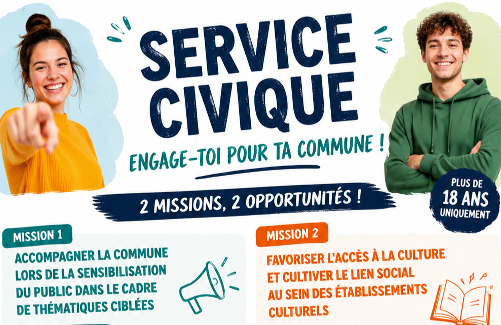 La commune recrute deux volontaires en Service Civique !