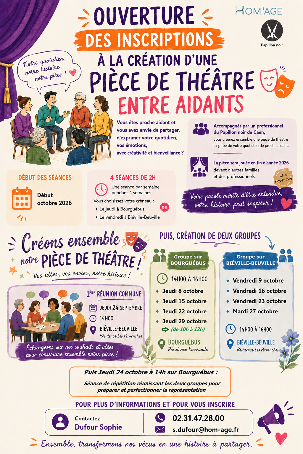 Affiche théâtre des aidants et inscription