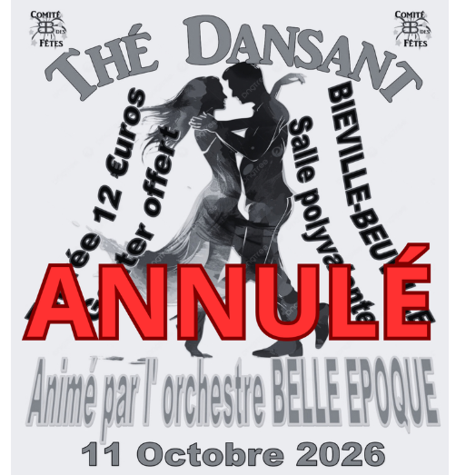Thé Dansant 11 Octobre 2026 Annulé ⚠️